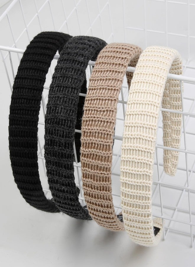 AIBFRID Headbands for Women Wide Knitted Hairbands Trendy Non Slip Headband for Women's Hair Fashion Neutral Head Band Hair Accessories 4 PCS - Image 1